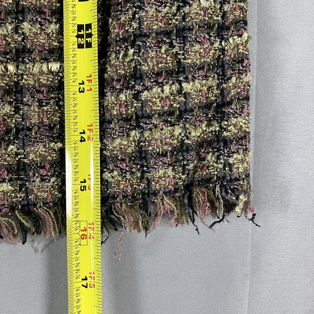 Bisou Bisou Skirt Womens 6 Black Pink Green Tweed Boucle Mini Fringe Lined‎ - Picture 5 of 10